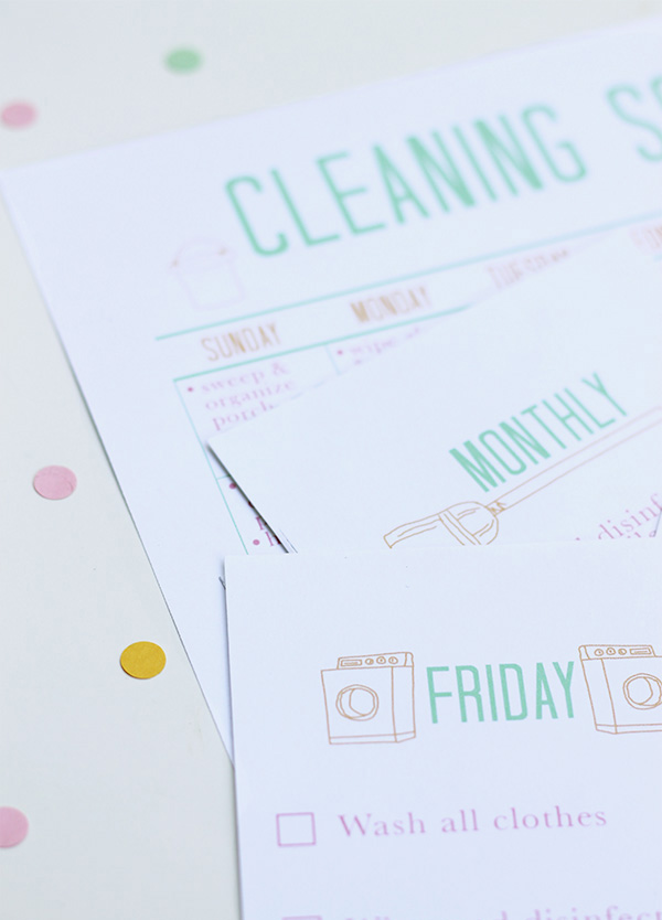 Printable Cleaning Schedule from Squirrelly Minds