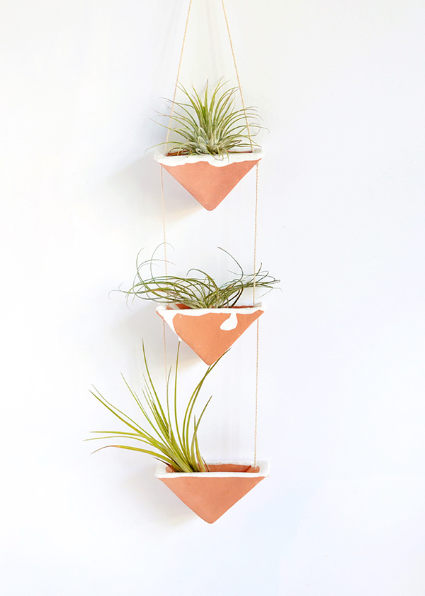 DIY clay hanging air plant holders